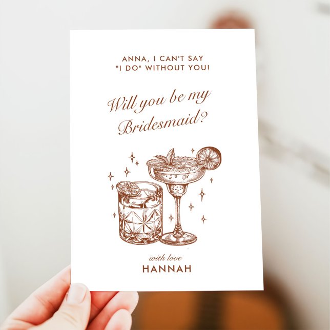 Modern Vintage Brown Bridesmaid Proposal Card (Creator Uploaded)