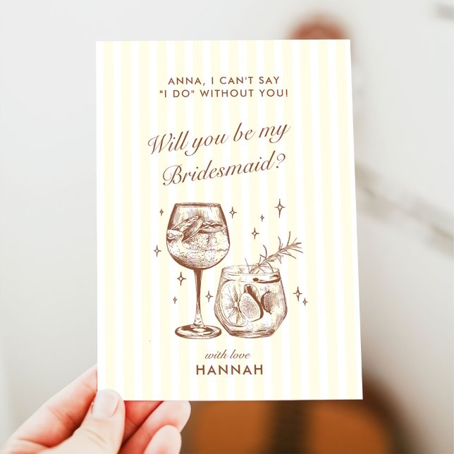 Modern Vintage Brown Bridesmaid Proposal Card (Creator Uploaded)