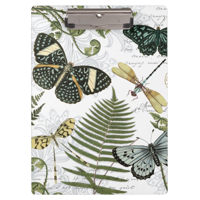 modern vintage butterflies and dragonflies clipboard (Front)