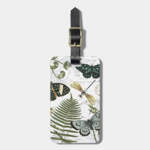 modern vintage butterflies and dragonflies luggage tag