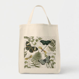modern vintage butterflies and dragonflies tote bag