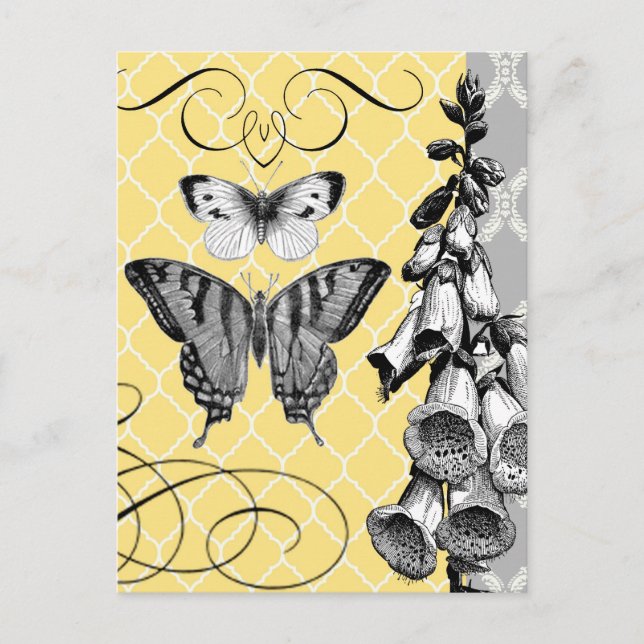 Modern vintage butterfly postcard (Front)
