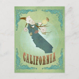 Modern Vintage California State Map – Sage Green Postcard