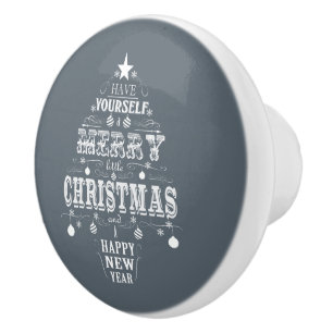 modern vintage chalkboard christmas tree ceramic knob