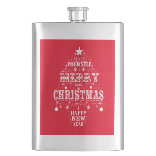 modern vintage chalkboard christmas tree hip flask