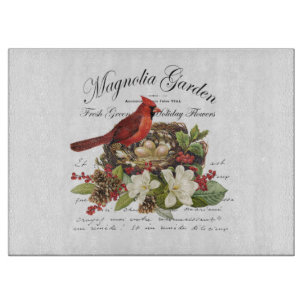Modern Vintage Christmas Cardinal Cutting Board