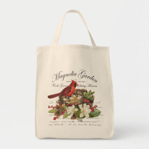 Modern Vintage Christmas Cardinal Tote Bag