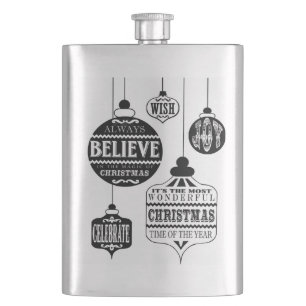 modern vintage Christmas ornaments Hip Flask
