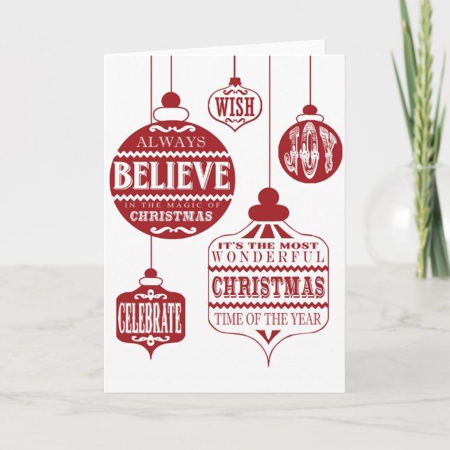 modern vintage Christmas ornaments Holiday Card (Front)