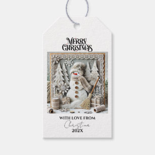 Modern Vintage Christmas Snowman Gift Tags