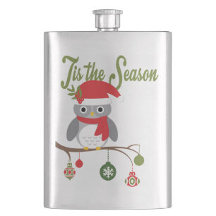 modern vintage christmas woodland owl hip flask