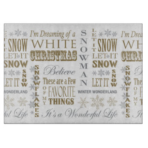 modern vintage christmas words cutting board