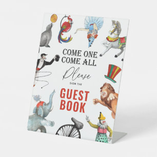 Modern Vintage Circus Carnival Guest Book  Pedestal Sign