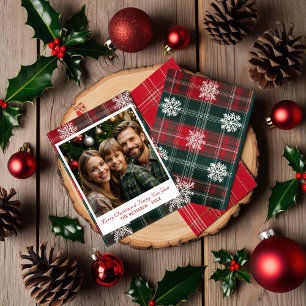 Modern Vintage Classic Snowflakes photo Holiday Card
