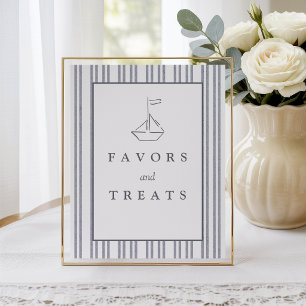 Modern Vintage Coastal Sailboat Favours & Treats Poster