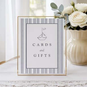 Modern Vintage Coastal Sailboat Table Card & Gift Poster