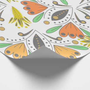 Modern vintage cute abstracts floral colourful gif wrapping paper