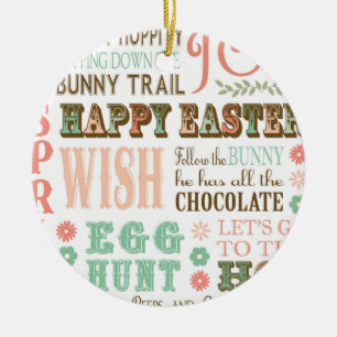 Modern Vintage Easter typography word collage Ceramic Ornament
