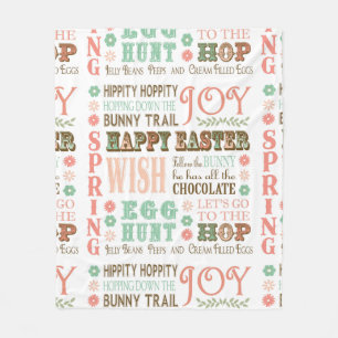 Modern Vintage Easter typography word collage Fleece Blanket