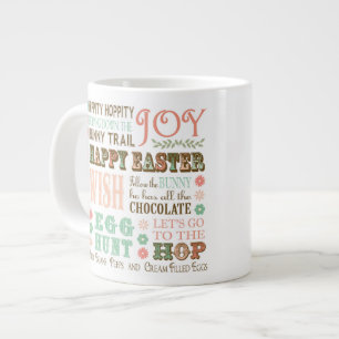 Modern Vintage Easter typography word collage Large Coffee Mug