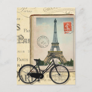 Modern Vintage Eiffel Tower collage art  Postcard