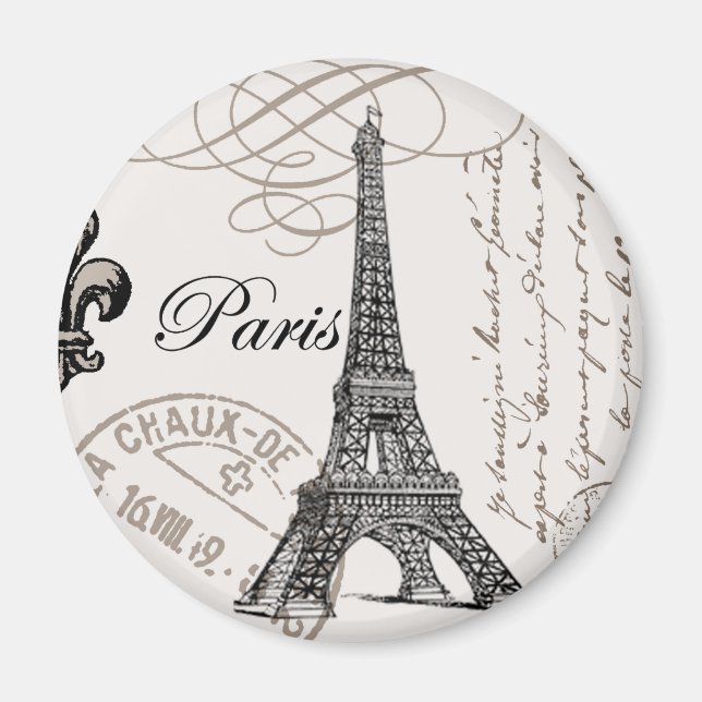 modern vintage Eiffel Tower Magnet (Front)