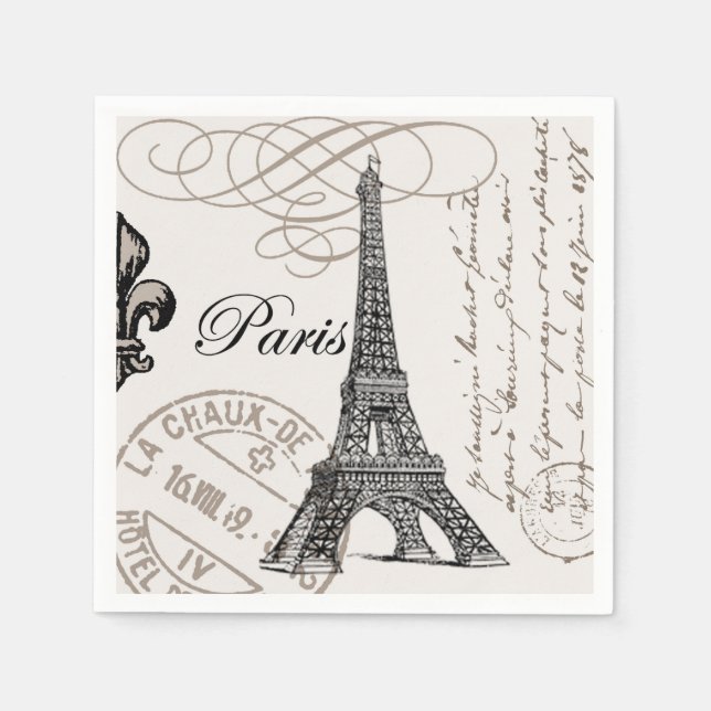 modern vintage Eiffel Tower Napkin (Front)
