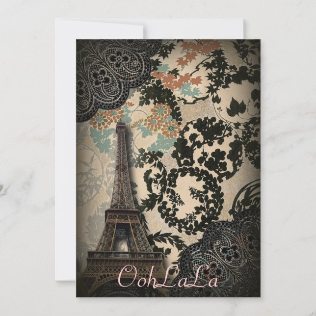 modern vintage eiffel tower paris bridal shower invitation (Front)