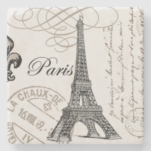 MODERN VINTAGE EIFFEL TOWER STONE COASTER