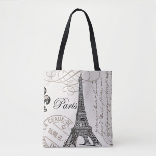 MODERN VINTAGE EIFFEL TOWER TOTE BAG