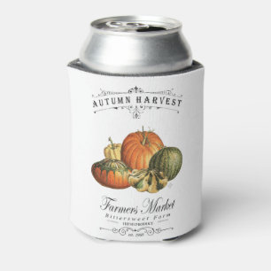 modern vintage fall gourds and pumpkin can cooler