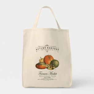 modern vintage fall gourds and pumpkin tote bag