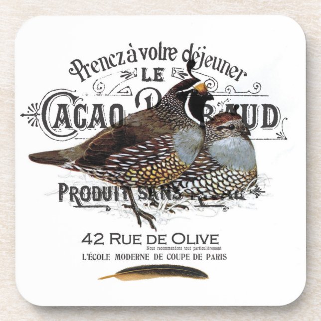 modern vintage fall quail coaster (Front)