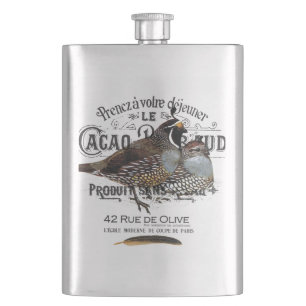 modern vintage fall quail hip flask