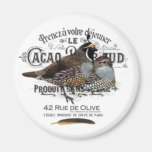 modern vintage fall quail magnet (Front)