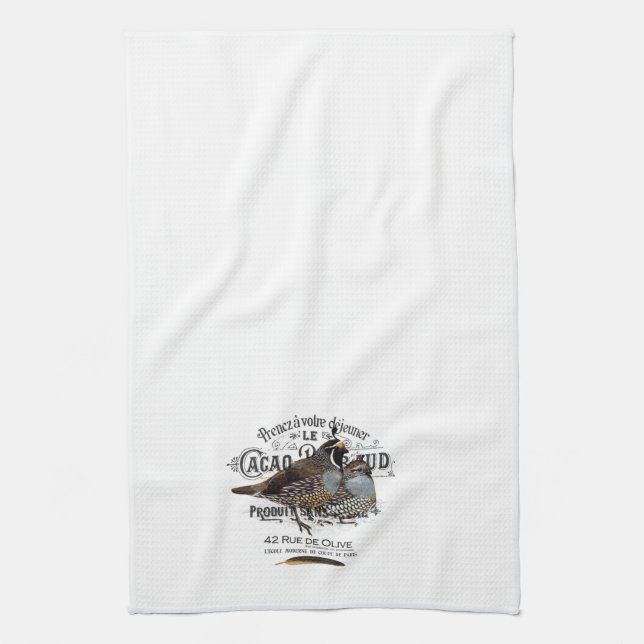 modern vintage fall quail tea towel (Vertical)