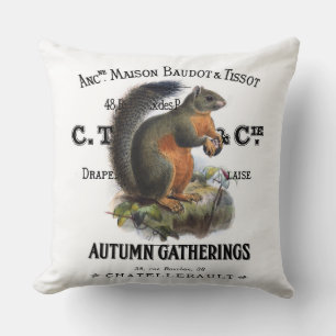 modern vintage fall squirrel cushion