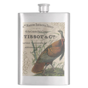 modern vintage fall wild turkey hip flask