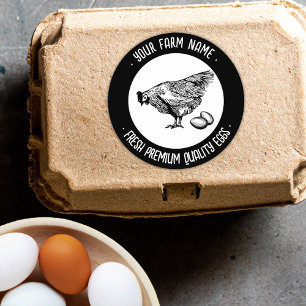 Modern Vintage Farm Hen Egg Carton Antique Classic Round Sticker