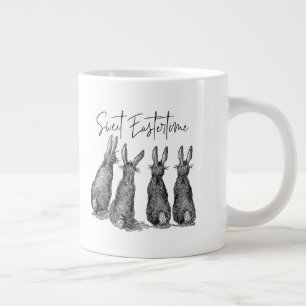 Modern vintage farmhouse Easter rabbits Large Coffee Mug