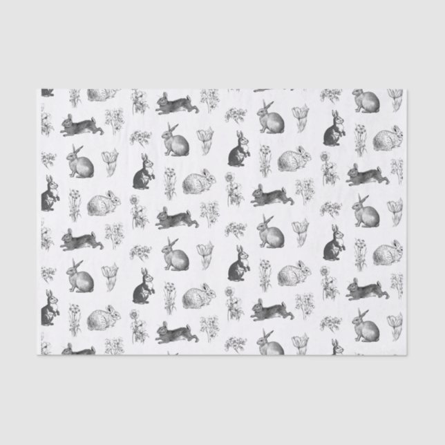 Modern vintage farmhouse Easter rabbits Tissue Paper (Front)