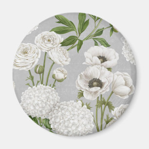 Modern Vintage Farmhouse white flower garden Magnet