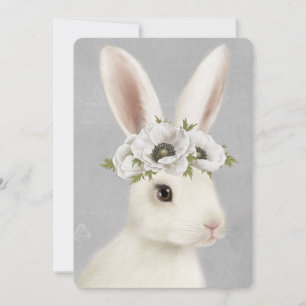 modern vintage farmhouse white rabbit invitation