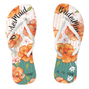 Modern Vintage Floral Bridesmaid Wedding Favour Thongs