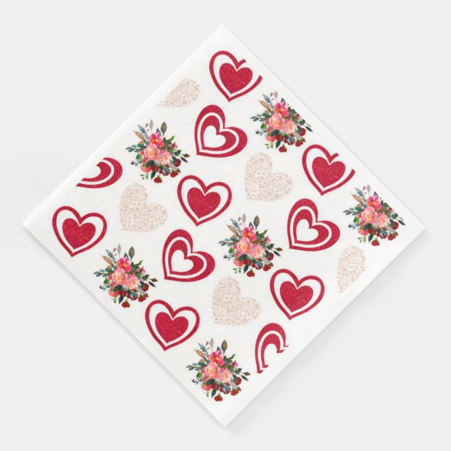 Modern Vintage Floral Paper Dinner Napkins (Corner)