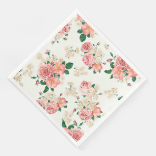 Modern Vintage Floral Paper Dinner Napkins