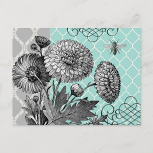 Modern vintage floral postcard