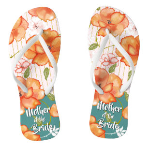 Modern Vintage Floral Roses Orange Wedding Favou Thongs