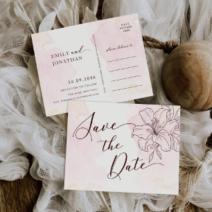 Modern Vintage Floral Wedding Save The Date  Invitation Postcard