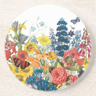 modern vintage flowers coaster